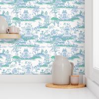 Pearl River Toile Periwinkle and Emerald