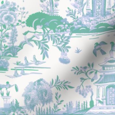 Pearl River Toile Periwinkle and Emerald