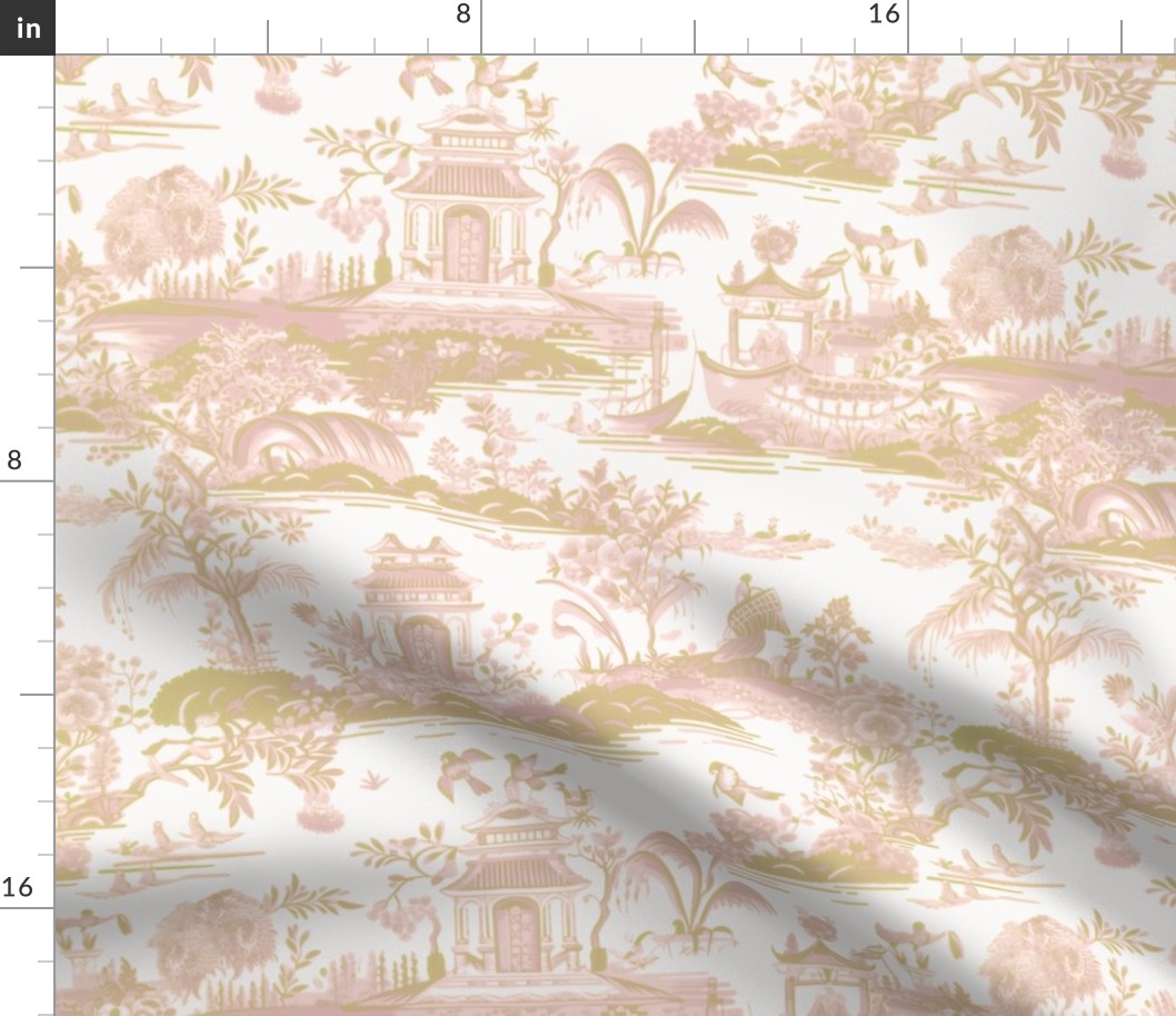 Pearl River Toile Rose and Gold