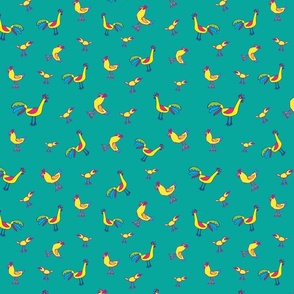  chicken pattern teal background for spoonflower-01