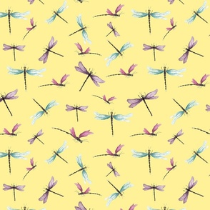 dragonflies with yellow background for spoonflower-01