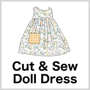Cut & Sew Dress (Tiny Flowers in Pink Yellow Blue Green) on FAT QUARTER for Forever Virginia Dolls and other 1/8, 1/6 and 1/5 scale child dolls // little small scale tiny mini micro doll
