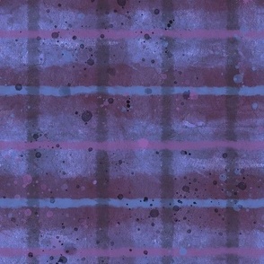 deep blue and plum watercolor plaid 10 x 20 in