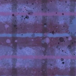 deep blue and plum watercolor plaid 12 x 24 in