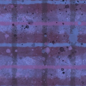 deep blue and plum watercolor plaid 24 x 48 in