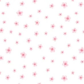 Small Carnation Pink Watercolor Flowers White Background
