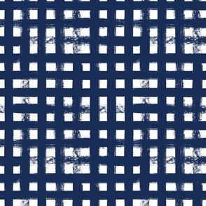 Painted Checks - Navy Blue and White