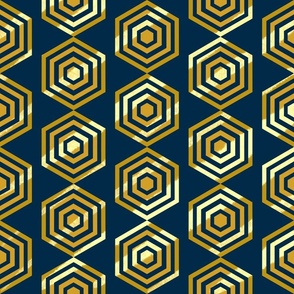 Golden hexagonal geometric tile design