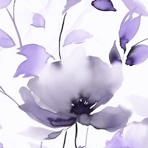 Loose Abstract Watercolor Floral Pattern In Pastel Purple