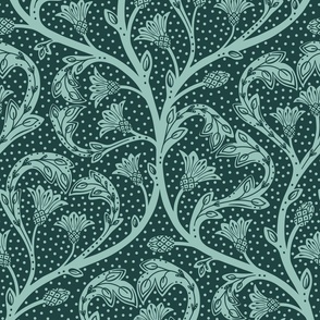 (L) victorian hidden dandelion hearts wedding directional version emerald teal