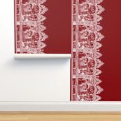 The Nativity Scene Border Print ~ Red & White