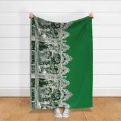 The Nativity Scene Border Print ~ Green & White