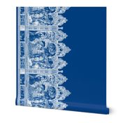 The Nativity Scene Border Print ~ Blue & White