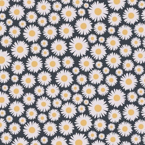 Medium white daisy print on dark blue