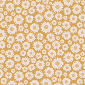 Medium white daisy print on yellow background