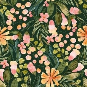 Watercolor Floral Green Pattern