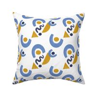 Fun with shapes  - blue, yellow white background 