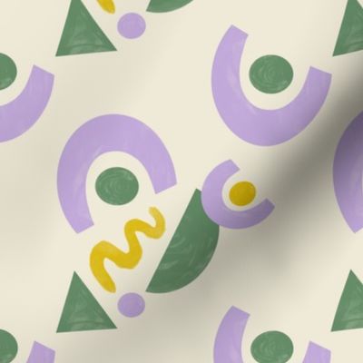 Fun with shapes - purple, yellow, green - abstract