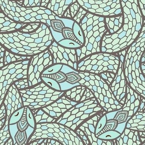 Endless intertwined Snakes  - Medium - Green Blue Coffee