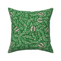 Endless intertwined snakes - Green Pink - Medium