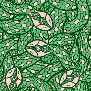 Endless intertwined snakes - Green Pink - Medium