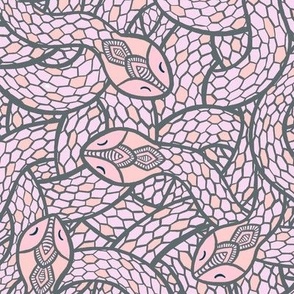 Endless Intertwined Snakes - Pink - Lilac - Grey - Medium
