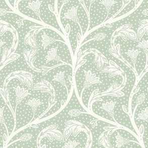 (L) victorian hidden dandelion hearts wedding directional version sage green