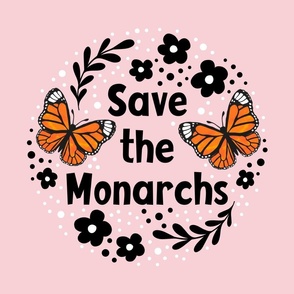 18x18 Panel Save the Monarchs on Pink for DIY Throw Pillow or Cushion Cover