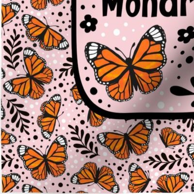 14x18 Panel Save the Monarchs on Pink for DIY Garden Flag Small Wall Hanging or Hand Towel