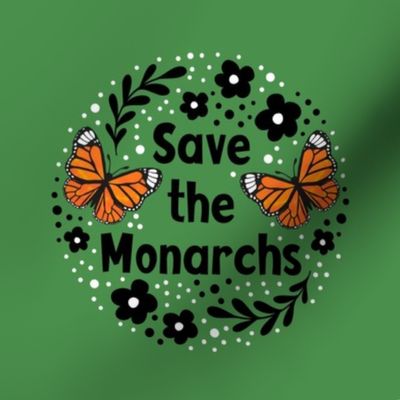 6" Circle Panel Save the Monarchs on Green for Embroidery Hoop Projects Quilt Squares