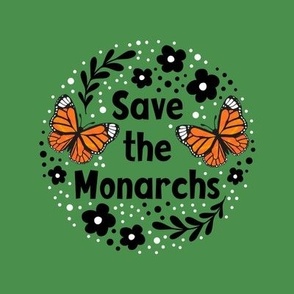 6" Circle Panel Save the Monarchs on Green for Embroidery Hoop Projects Quilt Squares