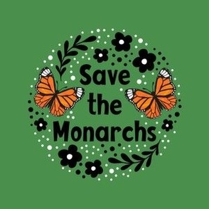 4" Circle Panel Save the Monarchs on Green for Embroidery Hoop Projects Quilt Squares Iron On Patches