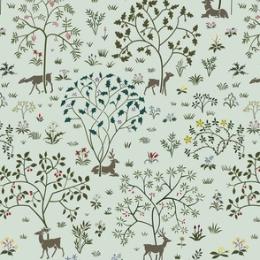 British Victorian Nature Trees Deer Floral Voysey Richmond Park Mint