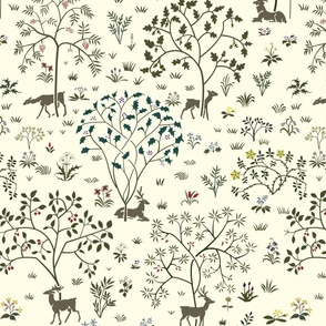 British Victorian Nature Trees Deer Floral Voysey Richmond Park 