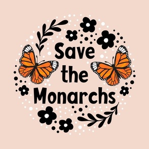 18x18 Panel Save the Monarchs on Pale Blush Pink for DIY Throw Pillow Cushion Cover or Tote Bag