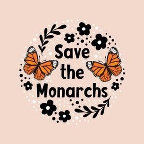 4" Circle Panel Save the Monarchs on Pale Blush Pink for Embroidery Hoop Projects Quilt Squares Iron On Patches