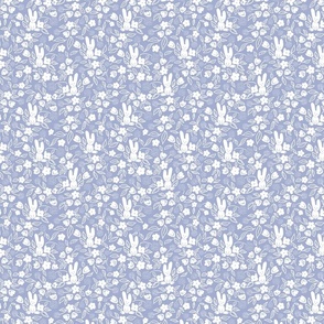 Bunnies and Blossoms on Lavender Blue for Easter or Baby Nursery
