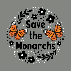 18x18 Panel Save the Monarchs on Slate Grey for DIY Throw Pillows Cushion Covers or Tote Bags