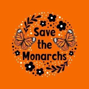 6" Circle Panel Save the Monarchs on Orange for Embroidery Hoop Projects Quilt Squares Iron On Patches