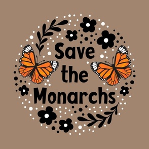 18x18 Panel Save the Monarchs on Tan for DIY Throw Pillow Cushion Cover or Tote Bag