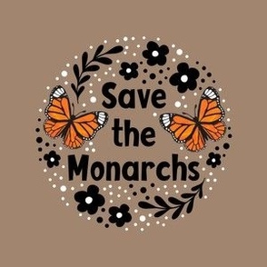 4" Circle Panel Save the Monarchs on Tan for Embroidery Hoop Projects Quilt Squares Iron On Patches