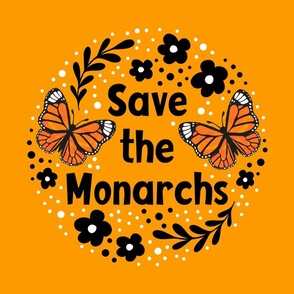 18x18 Panel Save the Monarchs on Yellow Gold for DIY Throw Pillow Cushion Covers or Tote Bags