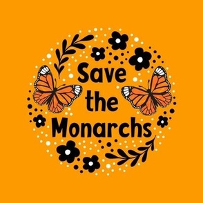 6" Circle Panel Save the Monarchs on Yellow Gold for Embroidery Hoop Projects Quilt Squares