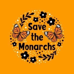 4" Circle Panel Save the Monarchs on Yellow Gold for Embroidery Hoop Projects Quilt Squares Iron On Projects