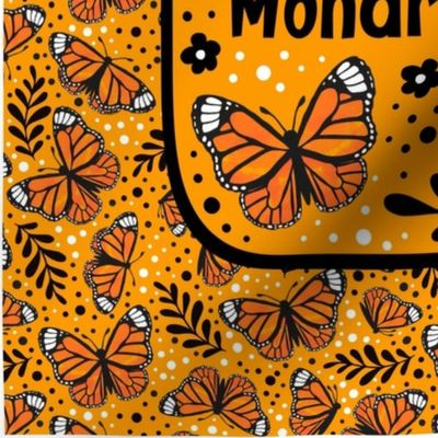 14x18 Panel Save the Monarchs on Yellow Gold for DIY Garden Flag Small Wall Hangings or Hand Towels