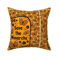 14x18 Panel Save the Monarchs on Yellow Gold for DIY Garden Flag Small Wall Hangings or Hand Towels