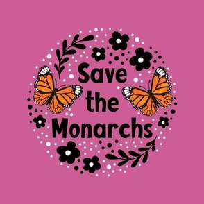 6" Circle Panel Save the Monarchs on Raspberry Pink for Embroidery Hoop Projects Quilt Squares