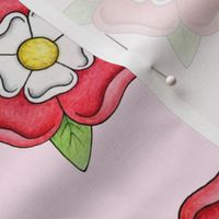 Tudor Rose ditsy pattern on cherry blossom pink - large scale