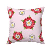 Tudor Rose ditsy pattern on cherry blossom pink - large scale