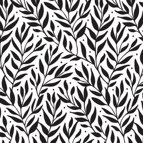Botanical Leaves for Wallpaper & Fabric in Black & White
